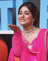 Stylish Pink Color Georgette Work Top With Lehenga